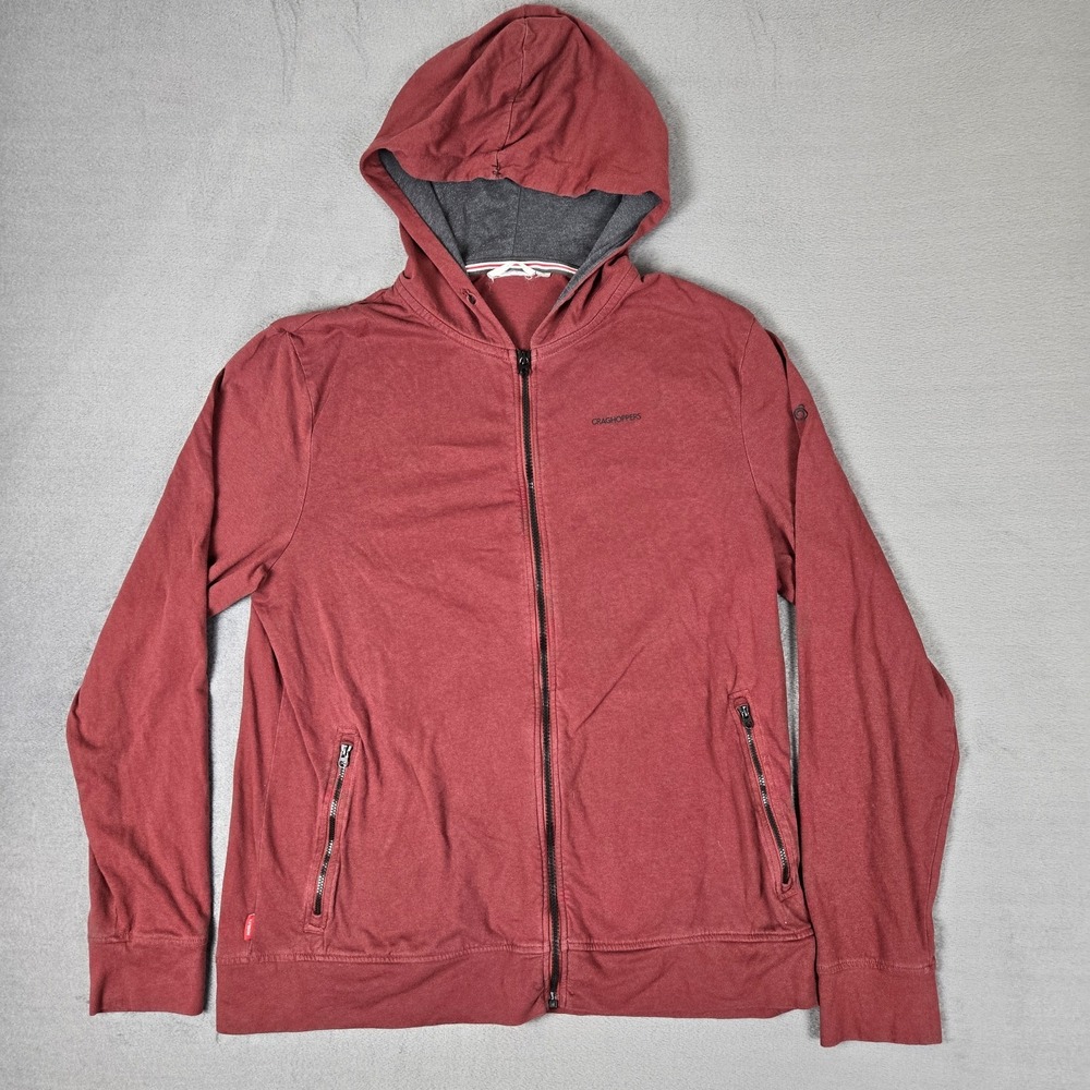 Craghoppers Nosilife Hoodie Mens XL Red Full‎ Zip Insect Repellant Hiking Camp
